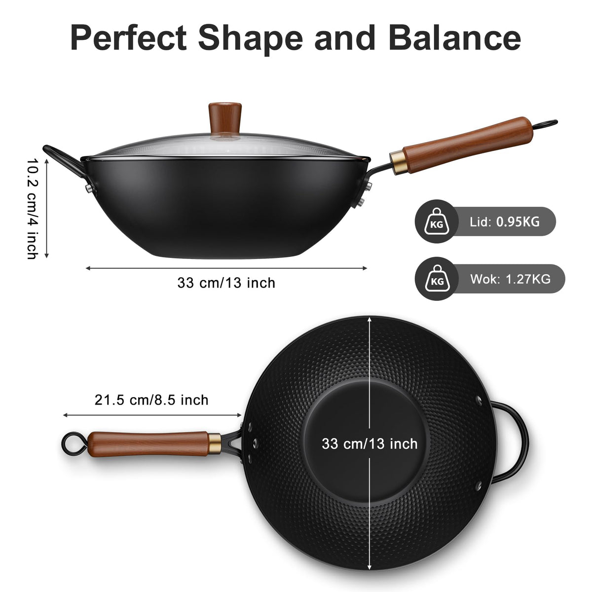 Todlabe wok wide base enables effortless tossing on any stove.