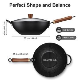 Todlabe wok wide base enables effortless tossing on any stove.