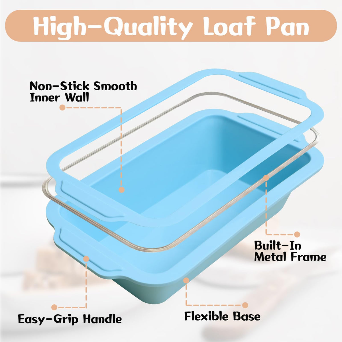 Toeusog loaf pan with reinforced edges and easy-grip handles for stable baking.