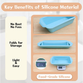 Toeusog loaf pan suitable for oven, freezer, and dishwasher cleaning.