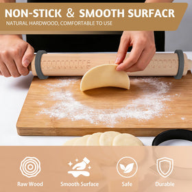 Toeusog rolling pin with 10mm ring for exact dough thickness.