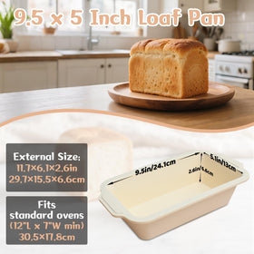 Toeusog silicone bread pan surface for smooth, nonstick loaf release.