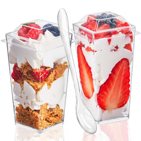 TOFLEN 3oz square dessert cup for individual servings with crystal clarity