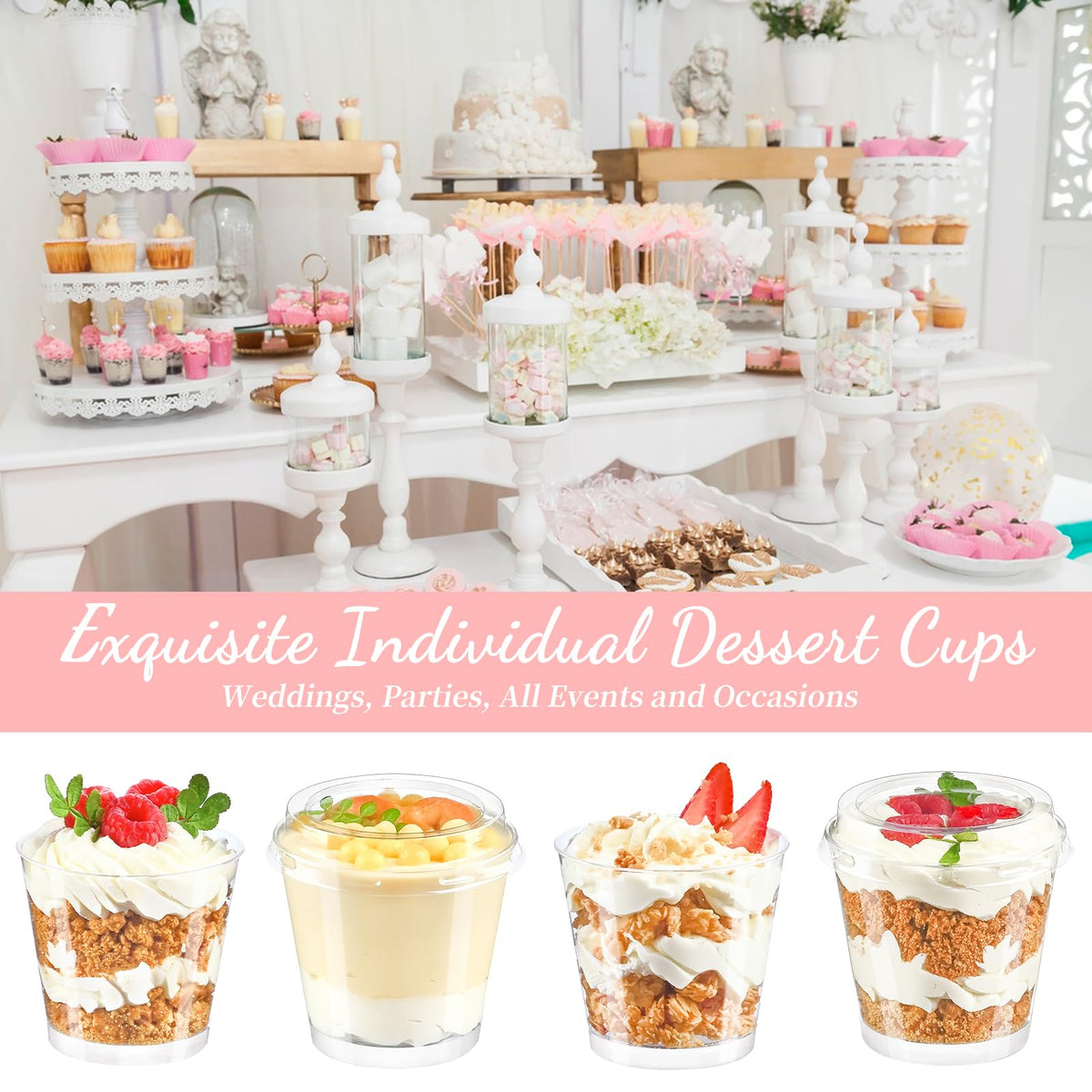 TOFLEN 6 oz cups for tiramisu, mousses, and desserts