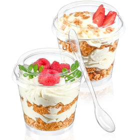 TOFLEN 6 oz mini dessert cups with lids for elegant individual servings