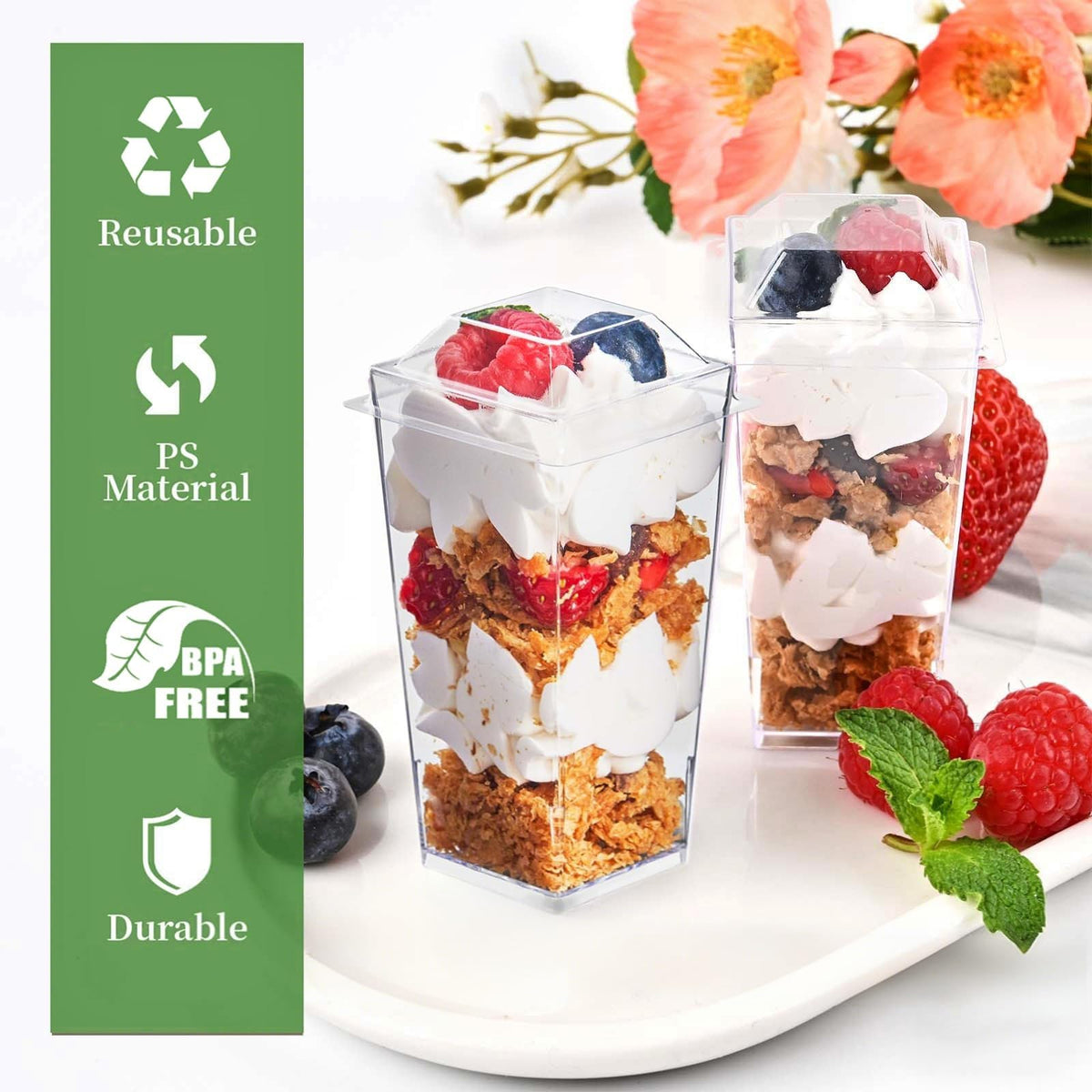 TOFLEN clear dessert spoons for easy tasting and serving