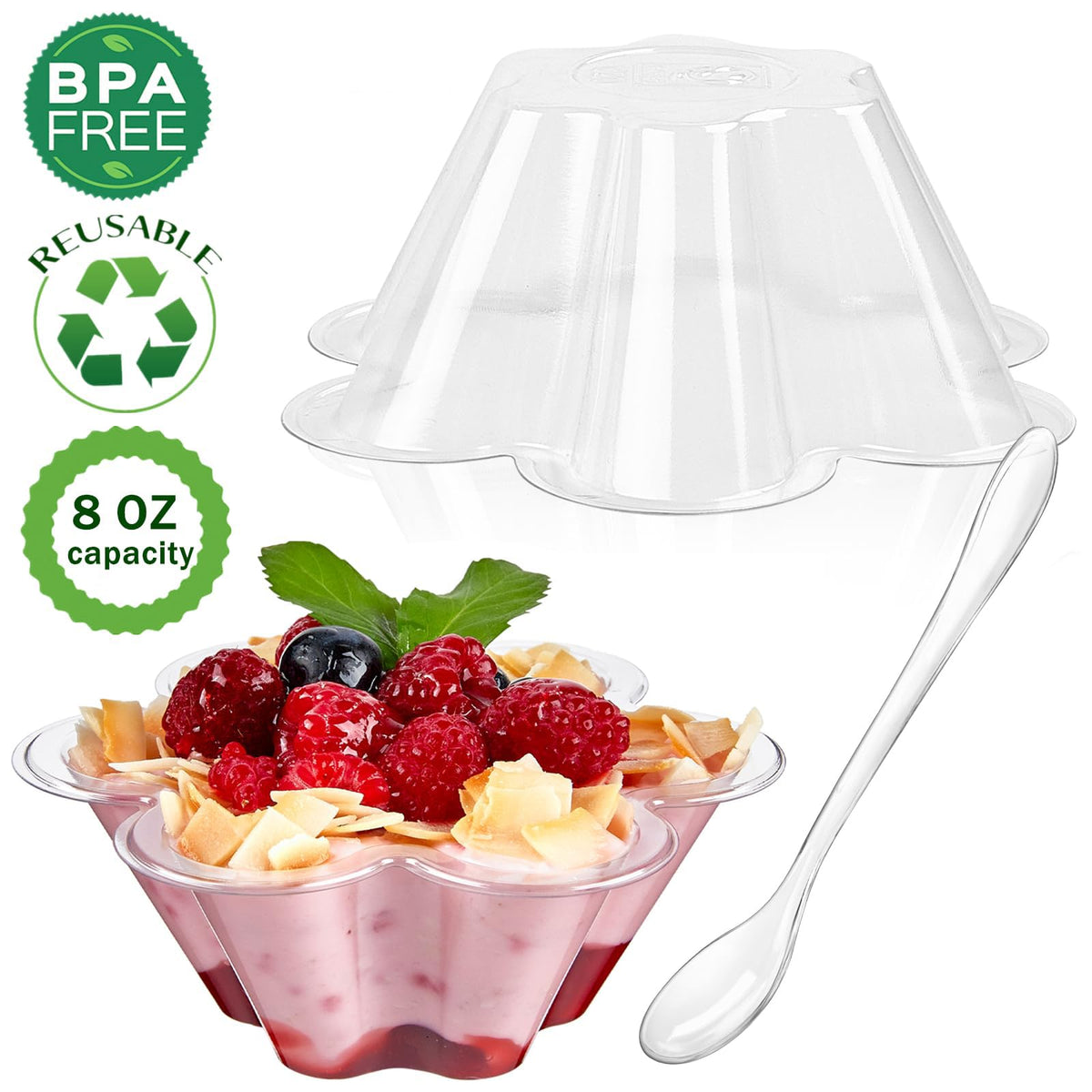 TOFLEN BPA-free clear plastic dessert bowls for durable, safe use.