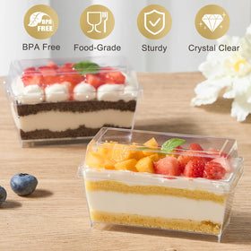 TOFLEN dessert cups with spoons included for easy service.