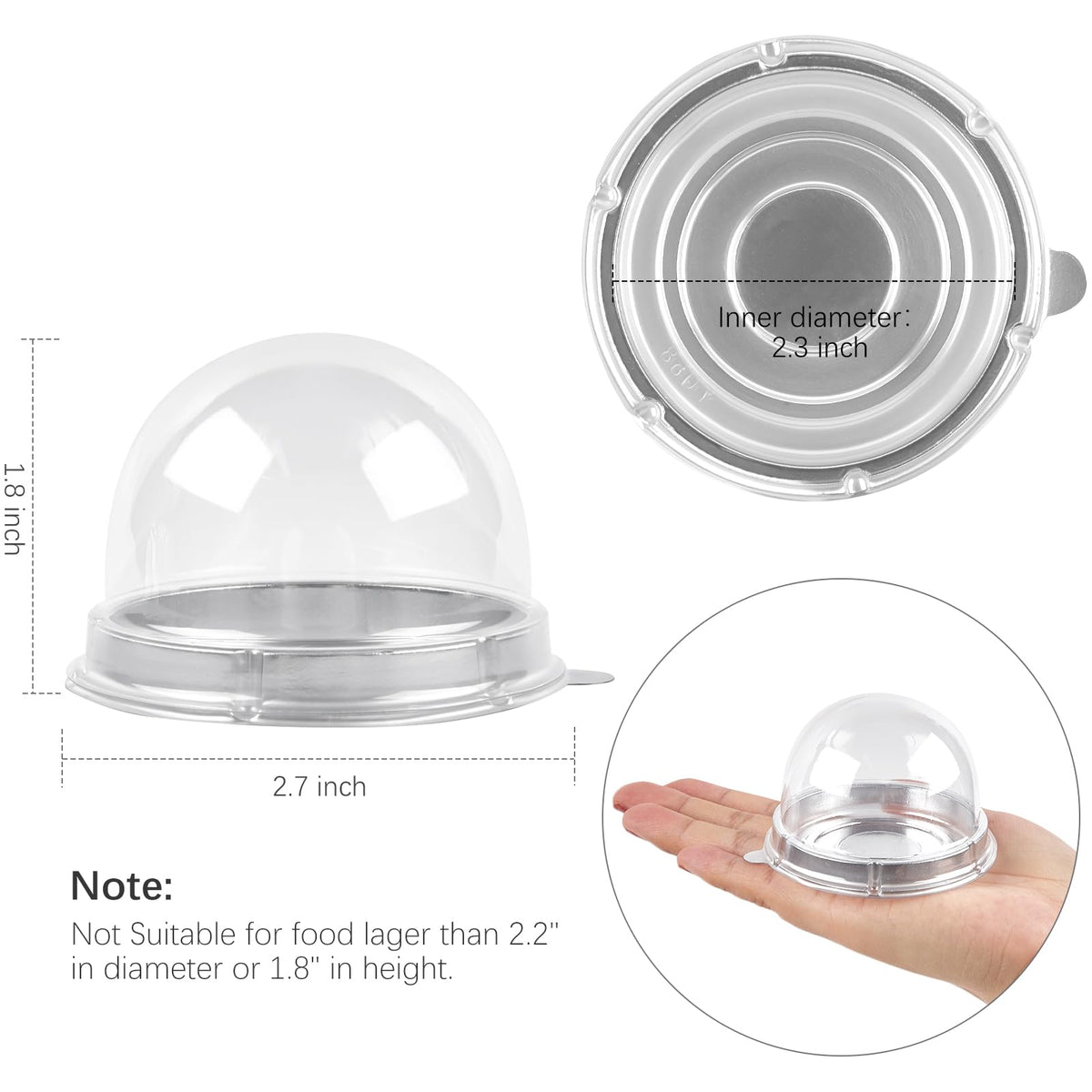TOFLEN mini dessert container with dome lid, top view, showcases desserts beautifully