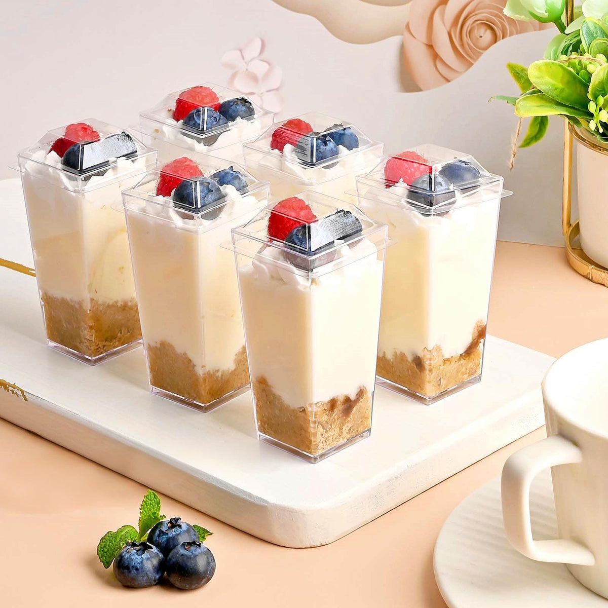 TOFLEN party dessert display with clear cups and lids