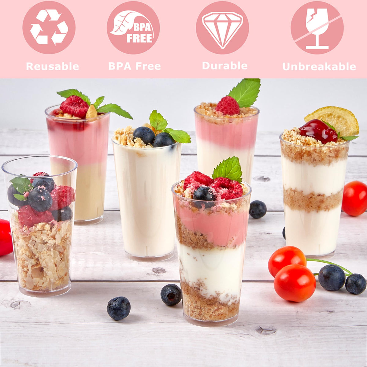 TOFLEN round 3oz cups ideal for parfaits and mousses