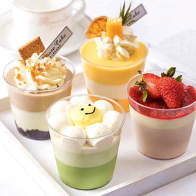 TOFLEN versatile cups suit appetizers, desserts, puddings, and cocktails.