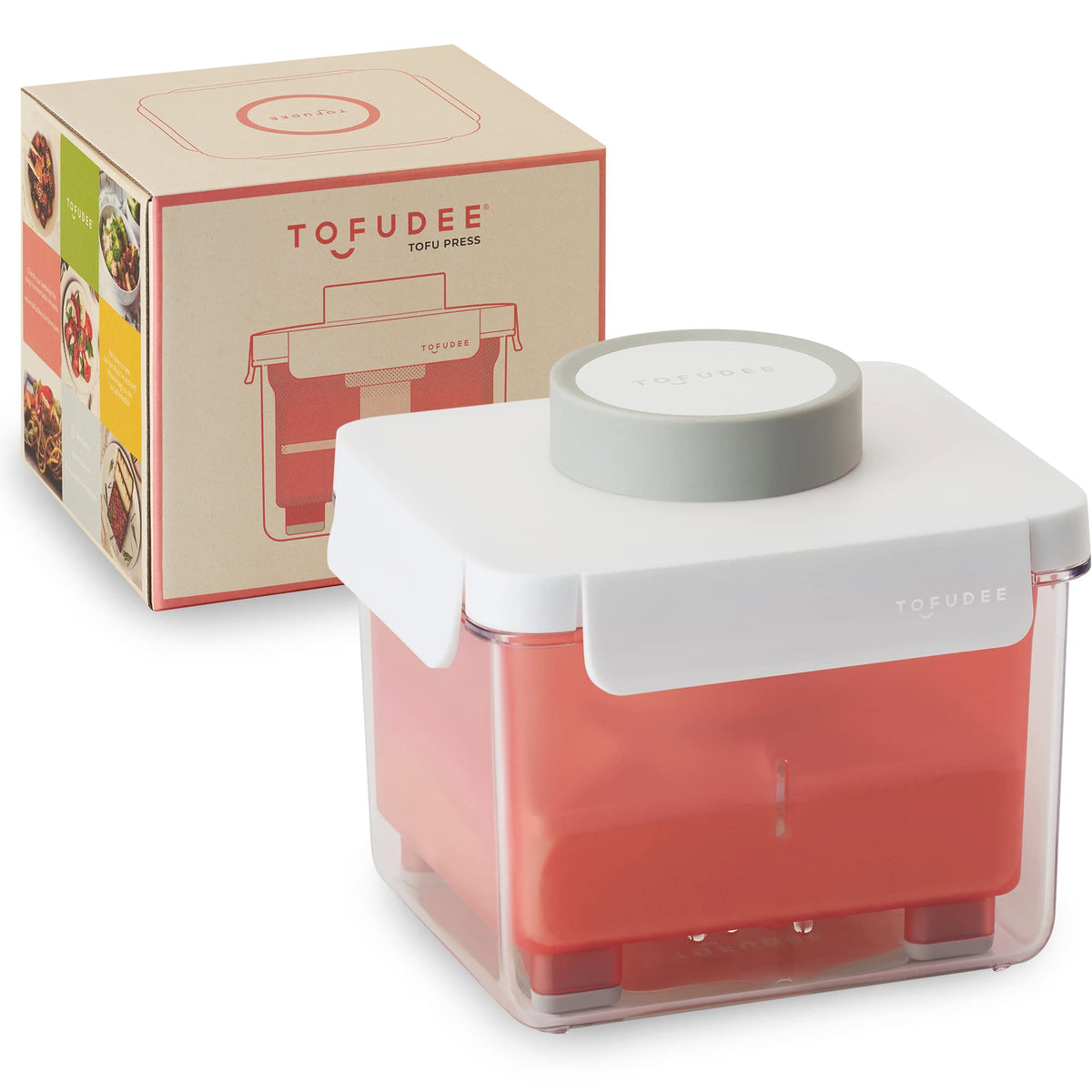 TOFUDEE tofu press with IntelliSpring for firmer tofu.