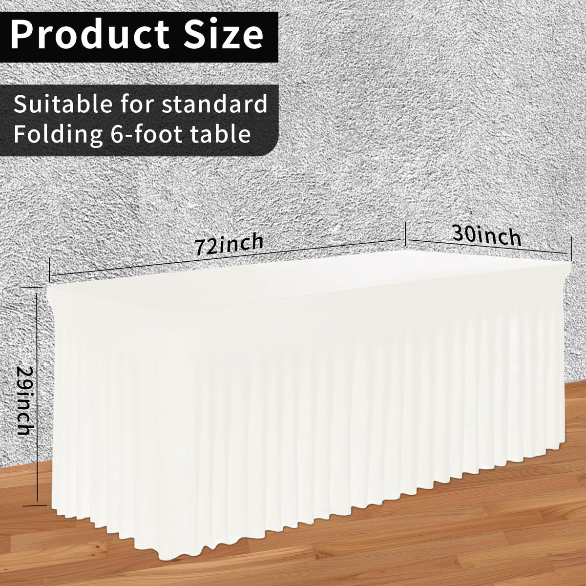 Tohetsuzp packaging-ready table skirt offers easy storage for future events