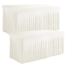 Tohetsuzp 2-pack white table skirt covering a 6ft rectangle table for a polished banquet