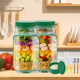 TOIPINIO side-opening mason salad jar 1000ml ideal for bulk meal prep.