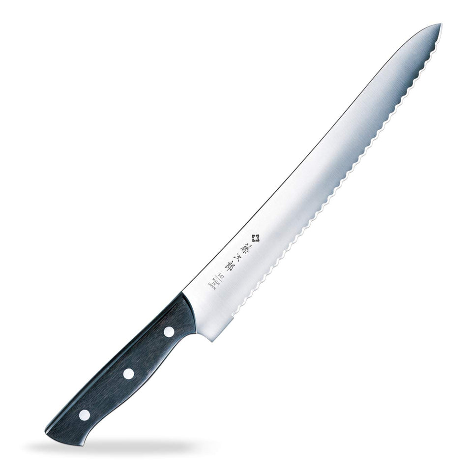 Tojiro bread knife with 10.6-inch blade for smooth crust cuts