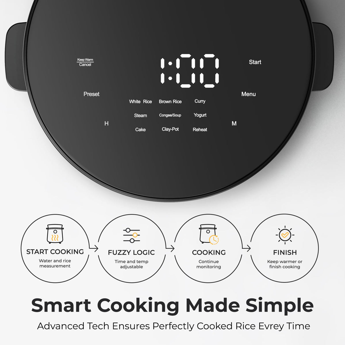 TOKIT mini rice cooker with 24-hour timer for planned meals