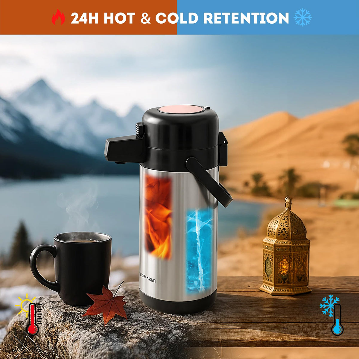 Tomakeit Airpot insulated body maintaining beverage temperature
