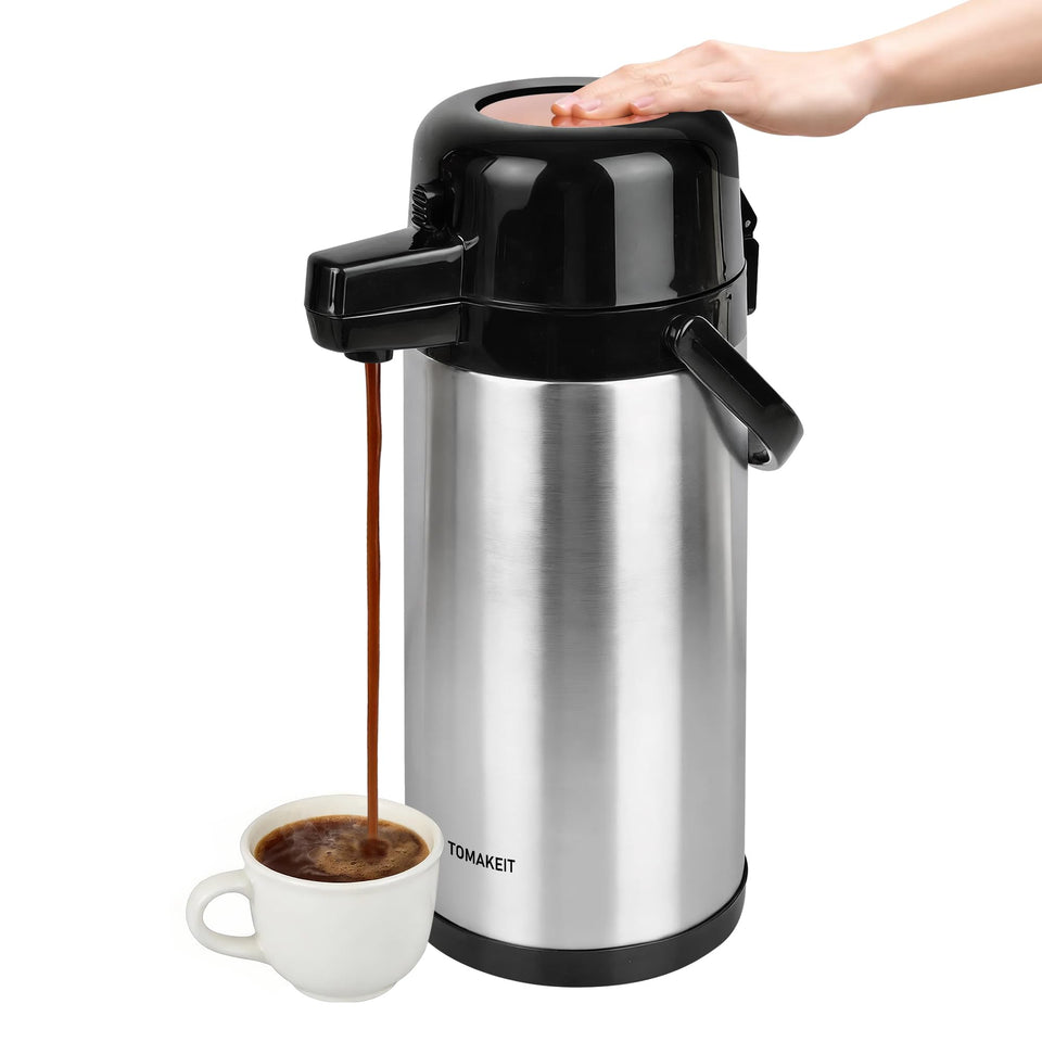 Tomakeit Airpot 102oz pump top for easy, spill-free pours