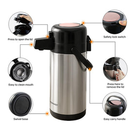 Tomakeit Airpot 102oz removable lid demonstrating accessible design
