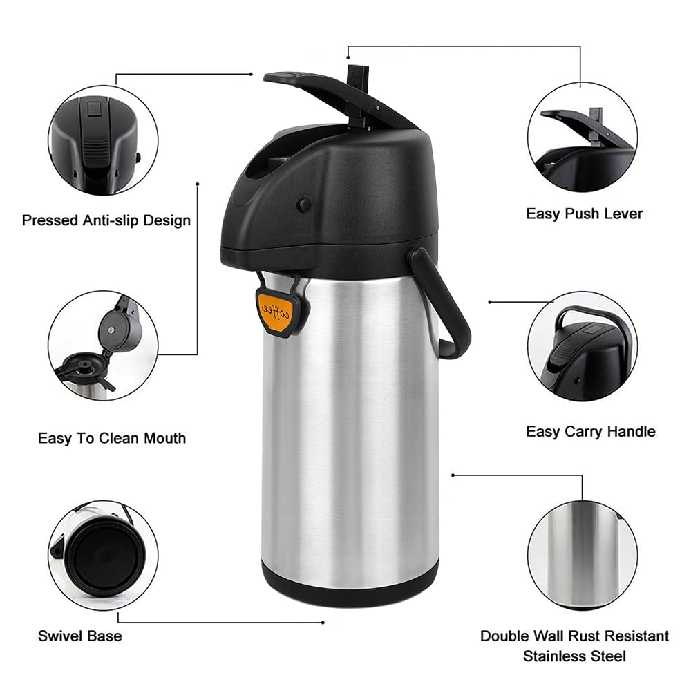 Tomakeit Airpot Dispenser 361-degree base rotates for easy access.