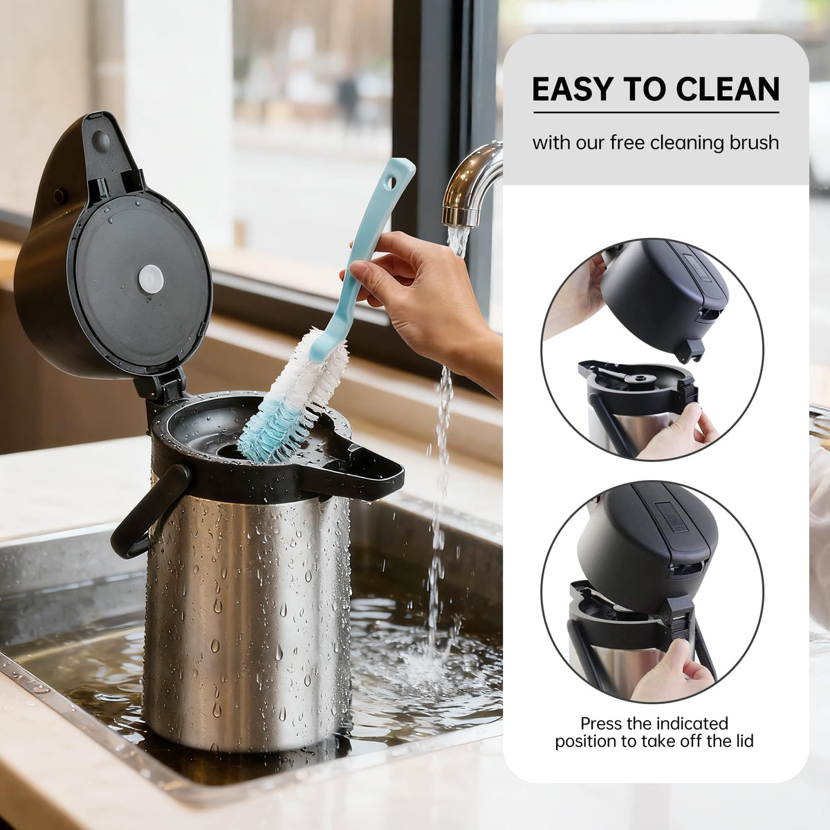 Tomakeit Airpot Dispenser designed for spill-free pours during events.