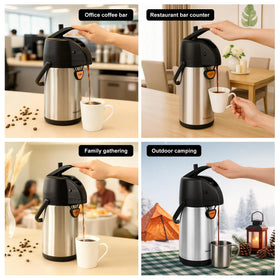Tomakeit Airpot Dispenser backed by year-round warranty and support.