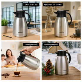 TOMAKEIT Thermal Carafe 2L capacity serves families, offices, and outdoor gatherings with beverages on hand.