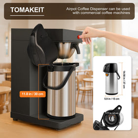 TOMAKEIT thermal carafe 3L captures hot coffee for large gatherings.