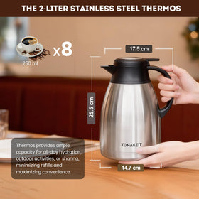 TOMAKEIT Thermal Carafe ergonomic-handle design supports comfortable transport at home, work, or travel.