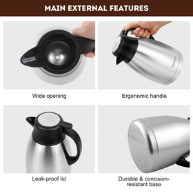 TOMAKEIT Thermal Carafe preserves aroma and temperature over long trips, ideal for travel and camping.