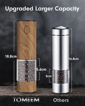 TOMEEM 66g capacity per grind reduces refills during meals.
