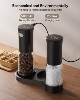 Ceramic grinding mechanism with 5-level adjustment for precise seasoning.