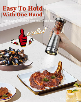 TOMEEM electric grinder glowing LED light for precise seasoning