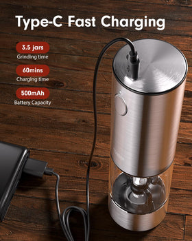 TOMEEM LED-lit grinding for precise seasoning in any lighting