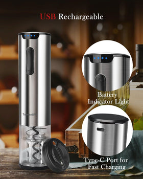 Tomentific corkscrew with durable alloy tips uncorks intact on stubborn corks.