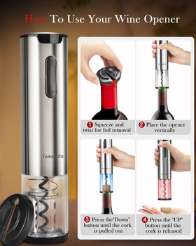 Tomentific Type-C rechargeable wine opener keeps parties moving without battery changes.