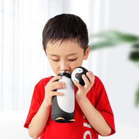 TOMLFF Penguin thermos compact design fits car cup holders and travel bags