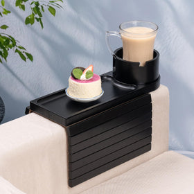 Tomlyop couch arm tray on flat armrest keeps drinks and snacks within easy reach