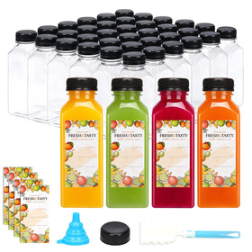 TOMNK 12oz juice bottle with caps and labels for on-the-go beverages