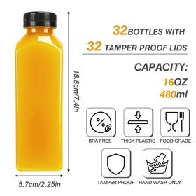 TOMNK 16oz bottles with caps for fresh, spill-free beverages.