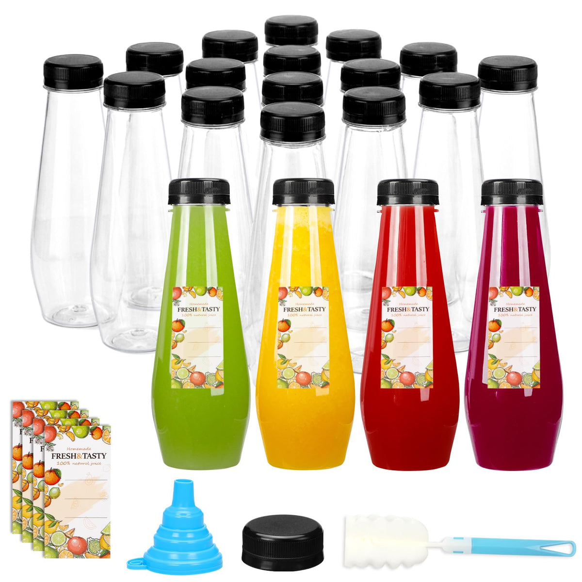 TOMNK 12oz juice bottle with cap for portable beverages