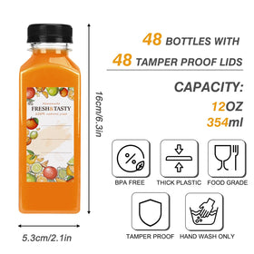 TOMNK 48-piece juice bottle set includes funnel and cleaning brush