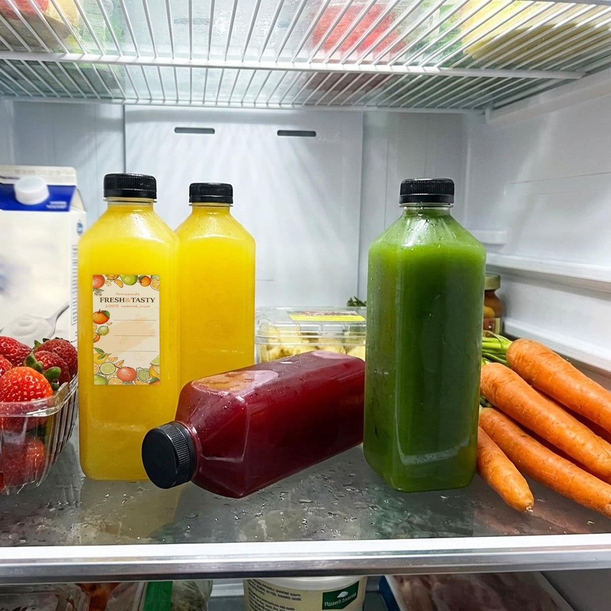 Tomnk 33oz bottles ready to fit inside a fridge for batch prep.