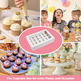 TOMNK cupcake box folds flat for compact storage when unused.