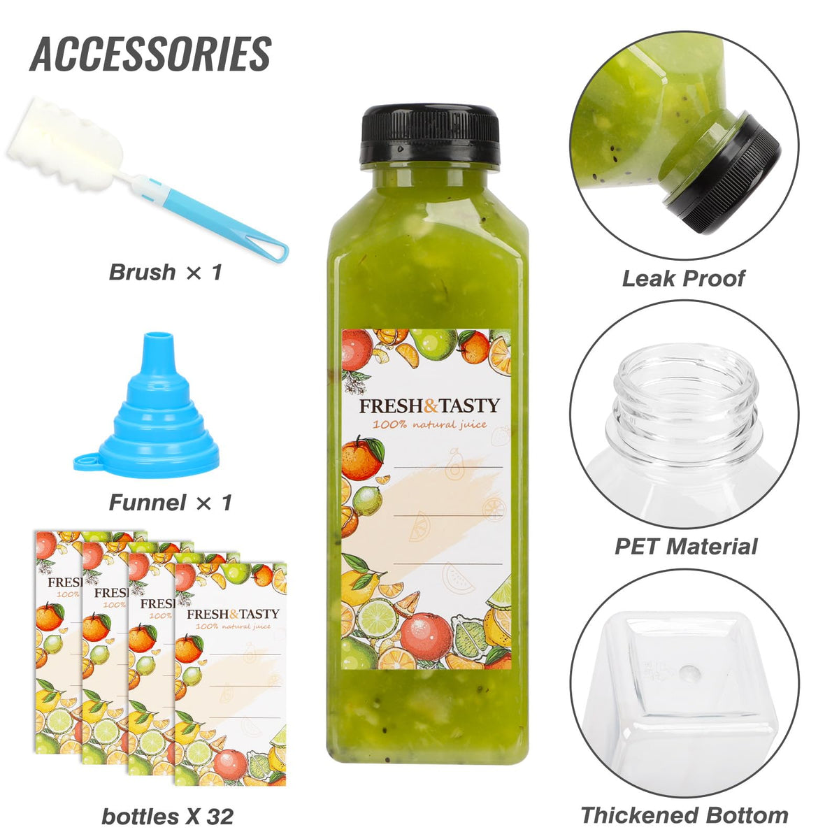 TOMNK labels, funnel, and brush to organize flavors and cleanup.