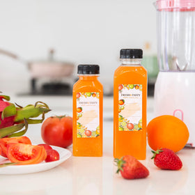TOMNK reusable 12oz bottles suited for juice, milk, or smoothies.