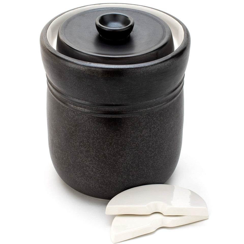 TOMO fermentation crock 7L side view highlights durable stoneware.