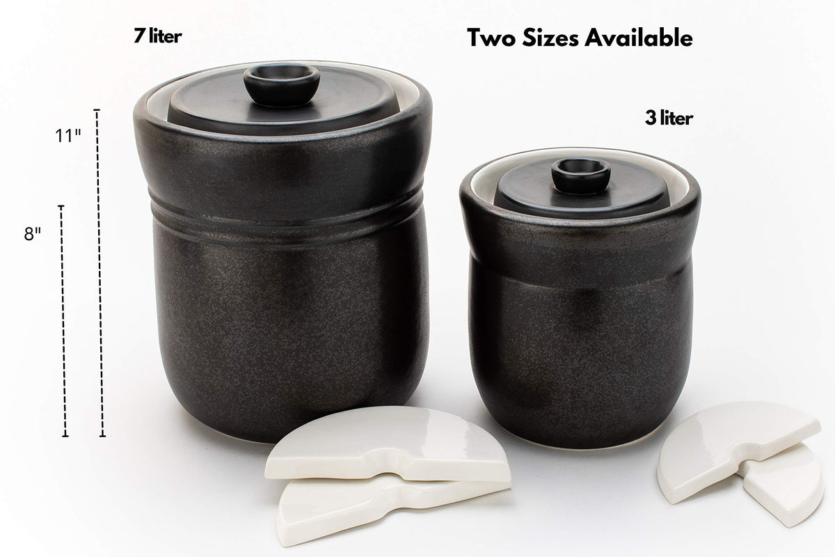 TOMO stoneware crock fits into kitchen countertops with sturdy, timeless design